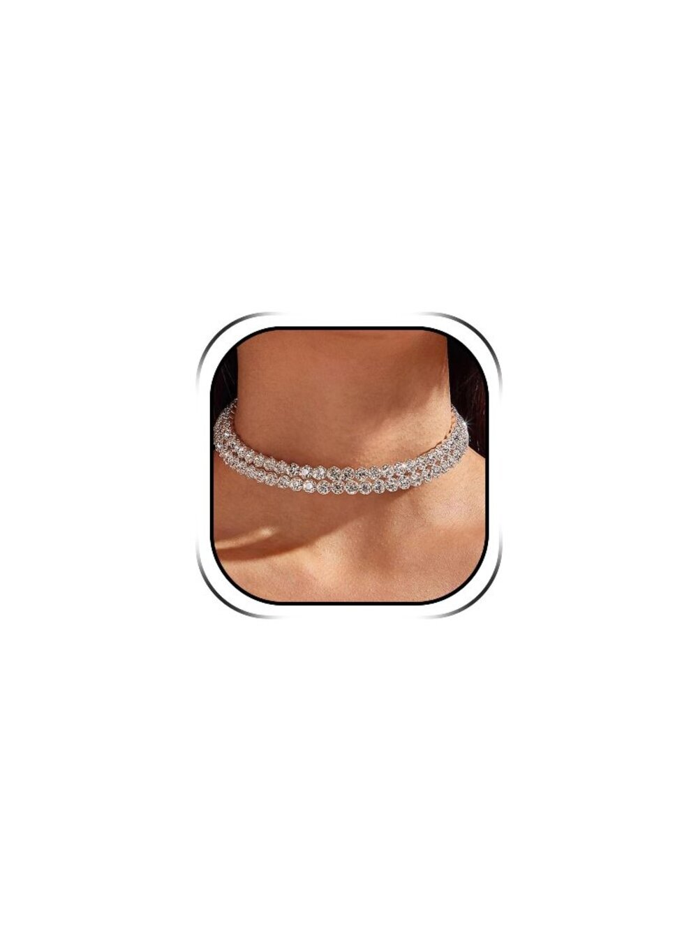 🆕 Diamond Tennis Necklace Women Rhinestone Choker Necklace for Women Party